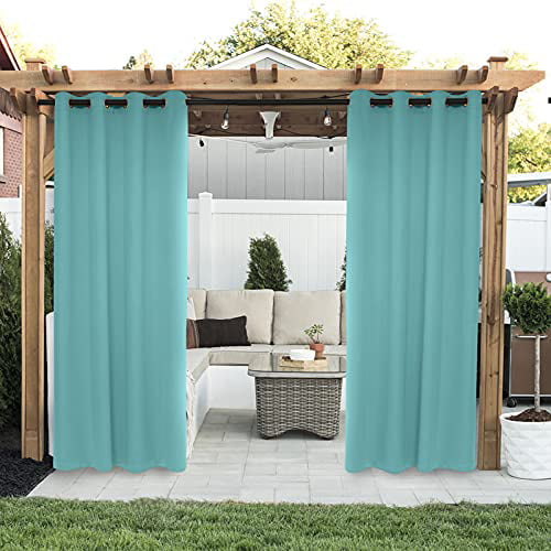 Blue Indoor Curtains Blackout Sunscreen Drapes Outdoor Porch Garden Curtains
